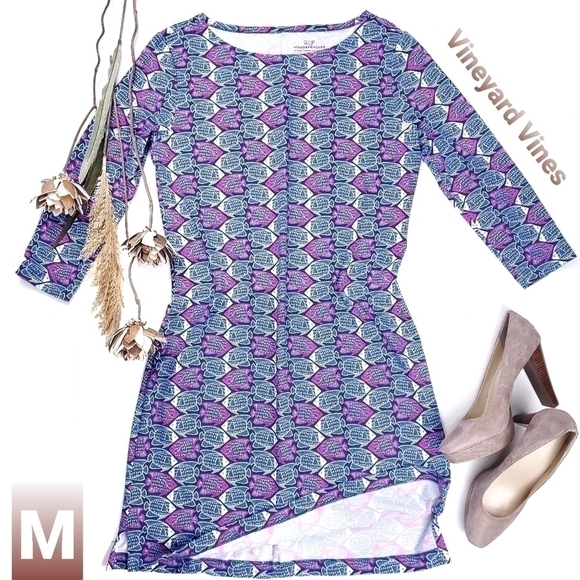 New Vineyard Vines Blue Fish Micro Nylon Dress M - Picture 1 of 12